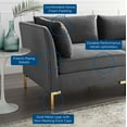 thumbnail image 5 of Sectional Sofa Set, Velvet, Grey Gray, Modern Contemporary Urban Design, Living Lounge Room Hotel Lobby Hospitality, 5 of 10