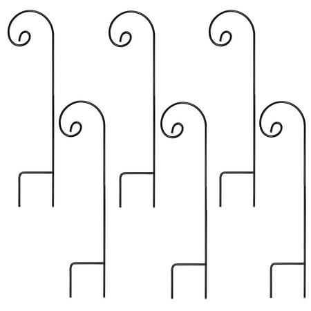 Lantern Stakes Ashman Shepherd's Hooks, Black, Set of 6 Made of Premium Metal for Hanging Solar Lights, Bird Feeders, Mason Jars, Plant Hangers, Flower Basket, Christmas Lights, Lanterns, Garden Stakes and Weddings ()