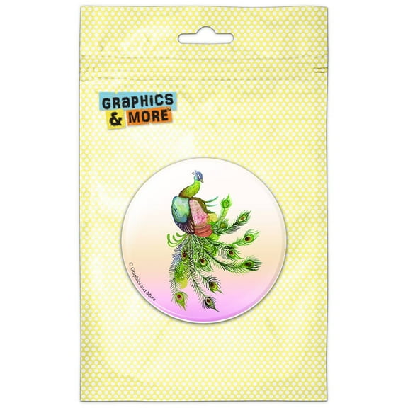 Watercolor Peacock Feathers Pinback Button Pin Badge