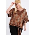 thumbnail image 3 of Short Sleeve Side Knot Hemline Leopard Print Woven Top, 3 of 3