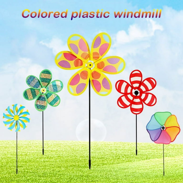 Colorful Decor Pinwheels High-Quality Plastic Outdoor Indoor Garden Decor  Tulip Windmill Combination 