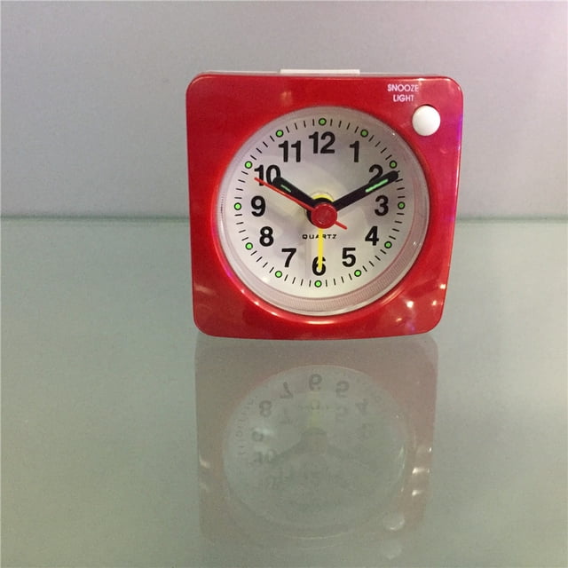 NiuDu Mini Alarm Clock, Bedside Clocks Non Ticking Battery Operated Lightweight Silent Clock Quiet Analog Clock with Snooze Nightlight for Traveling Backpacking