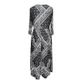 thumbnail image 5 of Womens Dress Black Boho Floral Print Summer Casual Daily Loose Fit Dress V-Neck 3/4 Sleeve Flowy Long Dress L, 5 of 5