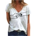 thumbnail image 2 of Pntutb moda mujer Casual cuello pico verano tops sueltos estampado camisetas manga corta Pntutb Pntutb-6901, 2 of 7