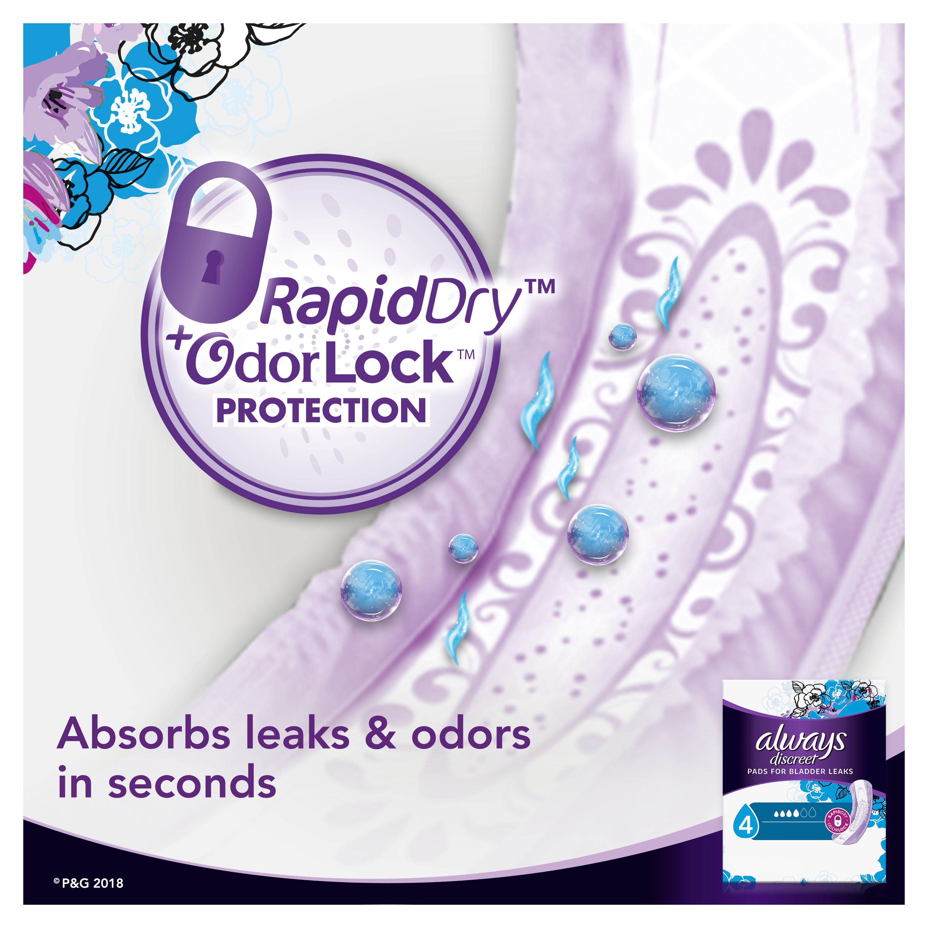 Always Discreet Moderate Absorbency Incontinence Pads, 66 ct