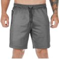 thumbnail image 4 of sovlvnd Running Shorts for Men, Muscle Exercise Shorts Men's Mesh Breathable Fitness Shorts Running Training Zipper Pocket Pentagram Shorts L, Gray, 4 of 9