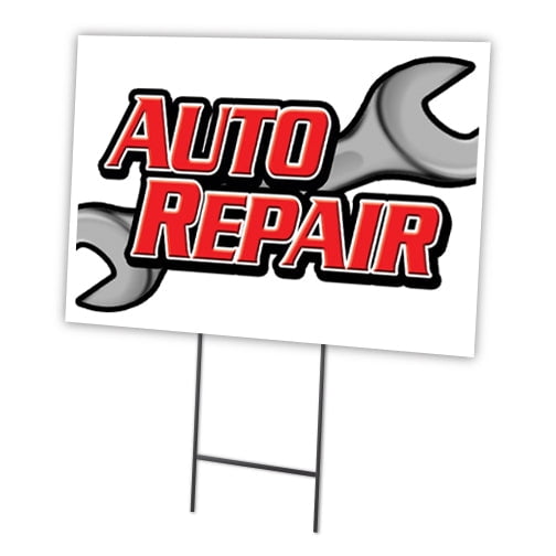 SignMission C-2436 Auto Repair 24 x 36 in. Auto Repair Yard Sign & Stake