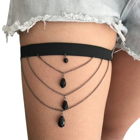 LARUYEKO Jewelry Sexy Personality Leg Chain Retro Exaggerated Elastic Rope Pearl Layer Leg Chain Lifter for plus Size Bra Strap Clips Holder Push up Tape Bras for Women Lift Pasties Reusable Bra