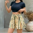 thumbnail image 2 of VNKIDY Womens Elastic Drawstring Waist Retro Fashion Print Pleated Flowy Shorts Loose High Waist Lightweight Casual Beach Vacation Shorts For Ladies Soft Shorts L, 2 of 5