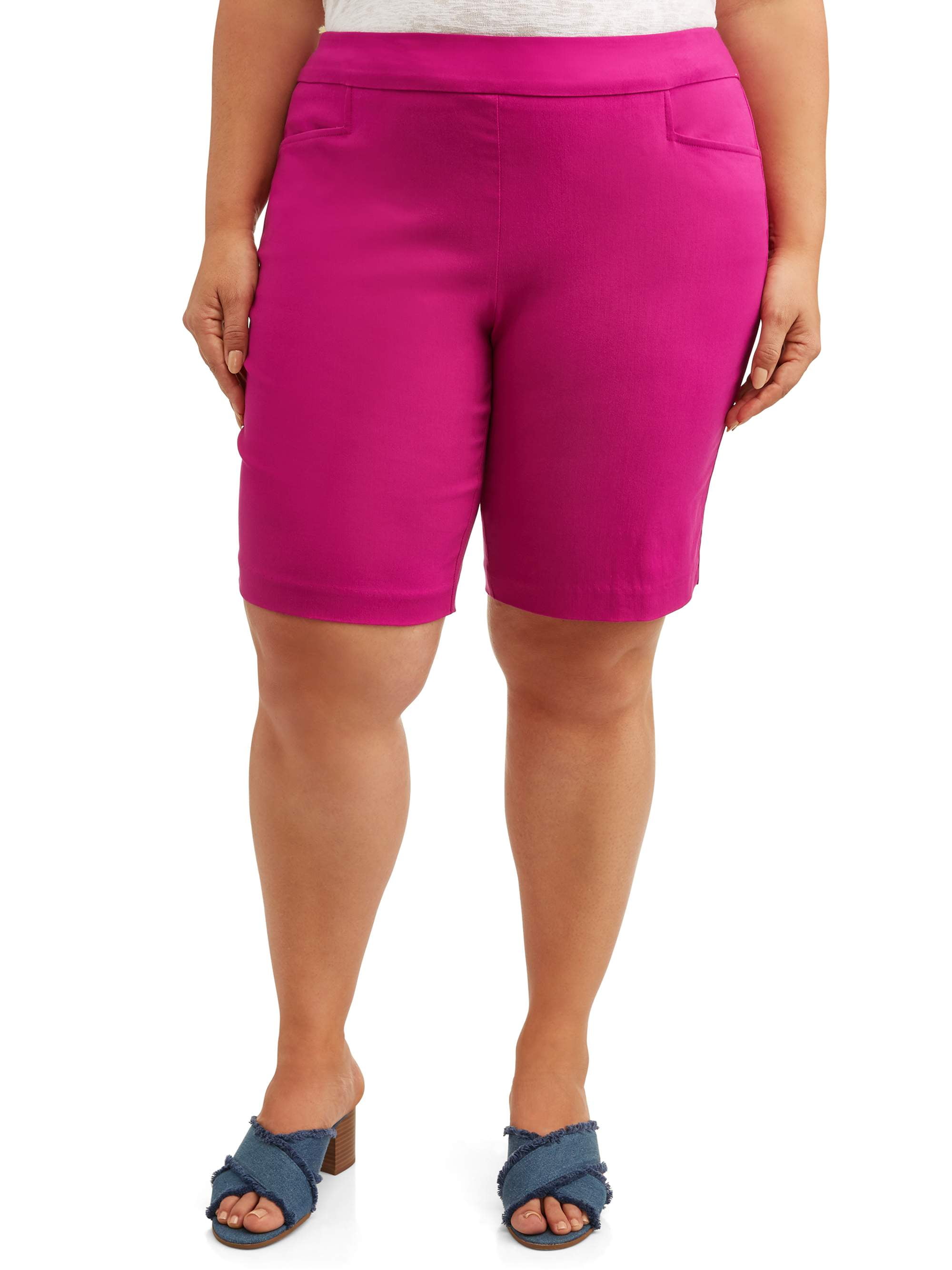 Terra & Sky Women's Plus Size Pull on Stretch Woven Short with Tummy