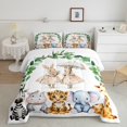 thumbnail image 2 of Feelyou Fairy Tale Rabbit Full Size Comforter Sets, Cartoon Cheetah Elephant Zebra Lover Bedding Comforter Set, Teens Kids Boys Girls Reversible Bedding Sets, Breathable Home Decor, 3pcs, 2 of 8