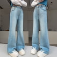 thumbnail image 7 of Miaoju Girls Flare Jeans Elastic Waistband Bell Bottom Denim Pants with Pockets, Casual Jeans for Girls, 7 of 7