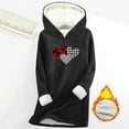 thumbnail image 3 of FNFYFH Sweatshirt Hoodie Women Long Sleeve Fleece Lined Pullover Tops Cozy Fleece Lined Graphic Hoodies Thickened Winter Tunic Top, 3 of 3