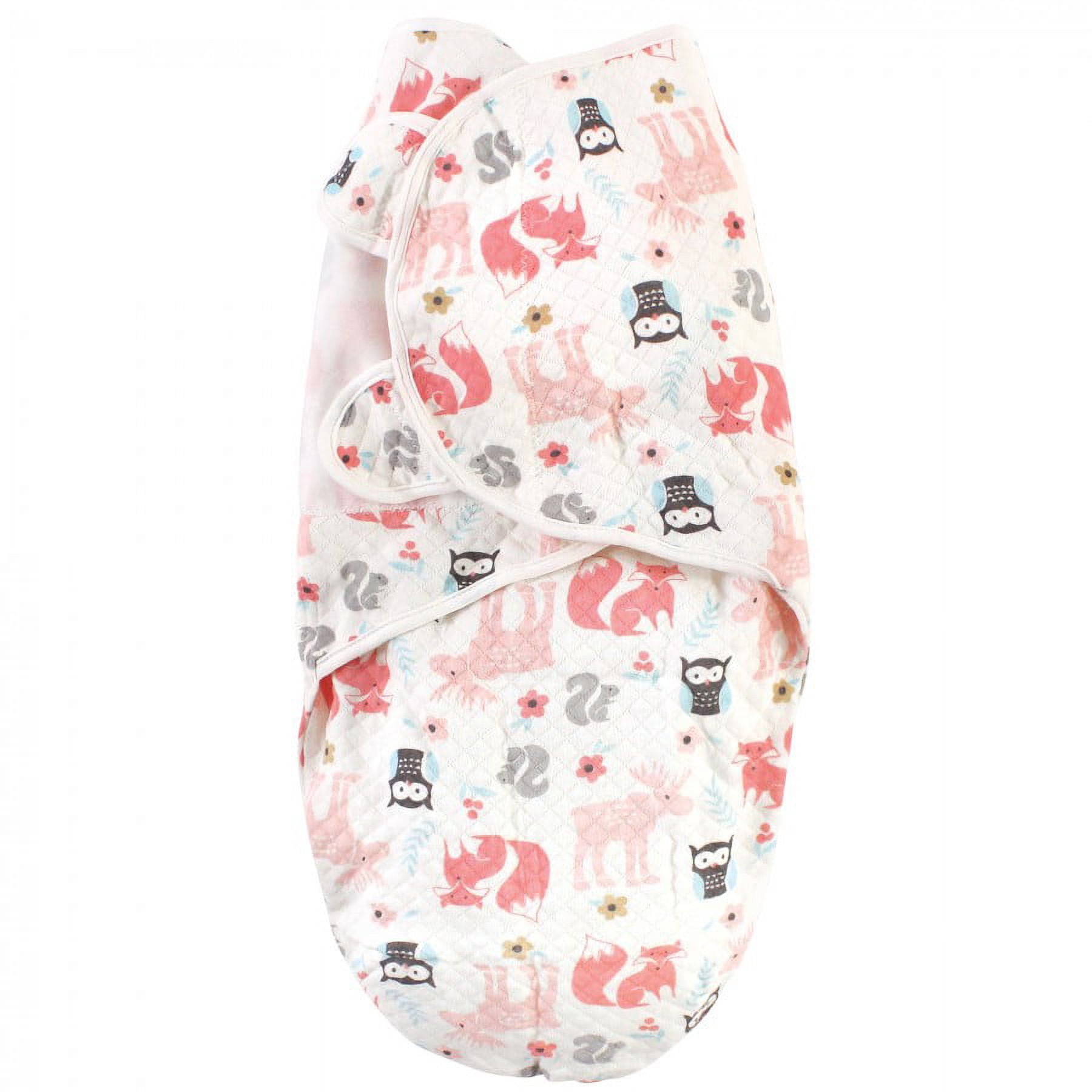 Hudson Baby Infant Girl Quilted Cotton Swaddle Wrap 3pk, Girl Forest, 0-3 Months