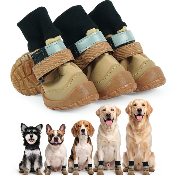 ROZKITCH 4PCS Dog Shoes for Small Dogs,Anti-Slip Dog Boots for Winter Snowy Day,Summer Hot Pavement,Water-Resistant in Rainy Weather,Outdoor Walking,Indoor Hardfloors,#0