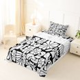 thumbnail image 5 of Homewish Bohemian Daisy Floral Twin Sheets,Abstract Aesthetic Bedding,White Black,3 Pieces,1 Fitted Sheet and 1 Pillowcase, 5 of 6