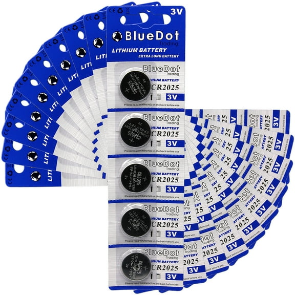 BlueDot Trading CR2025 (also known as CR5003LC) Lithium Manganese Dioxide (Li-MnO2) Button Coin Cell Batteries - 50 Pack