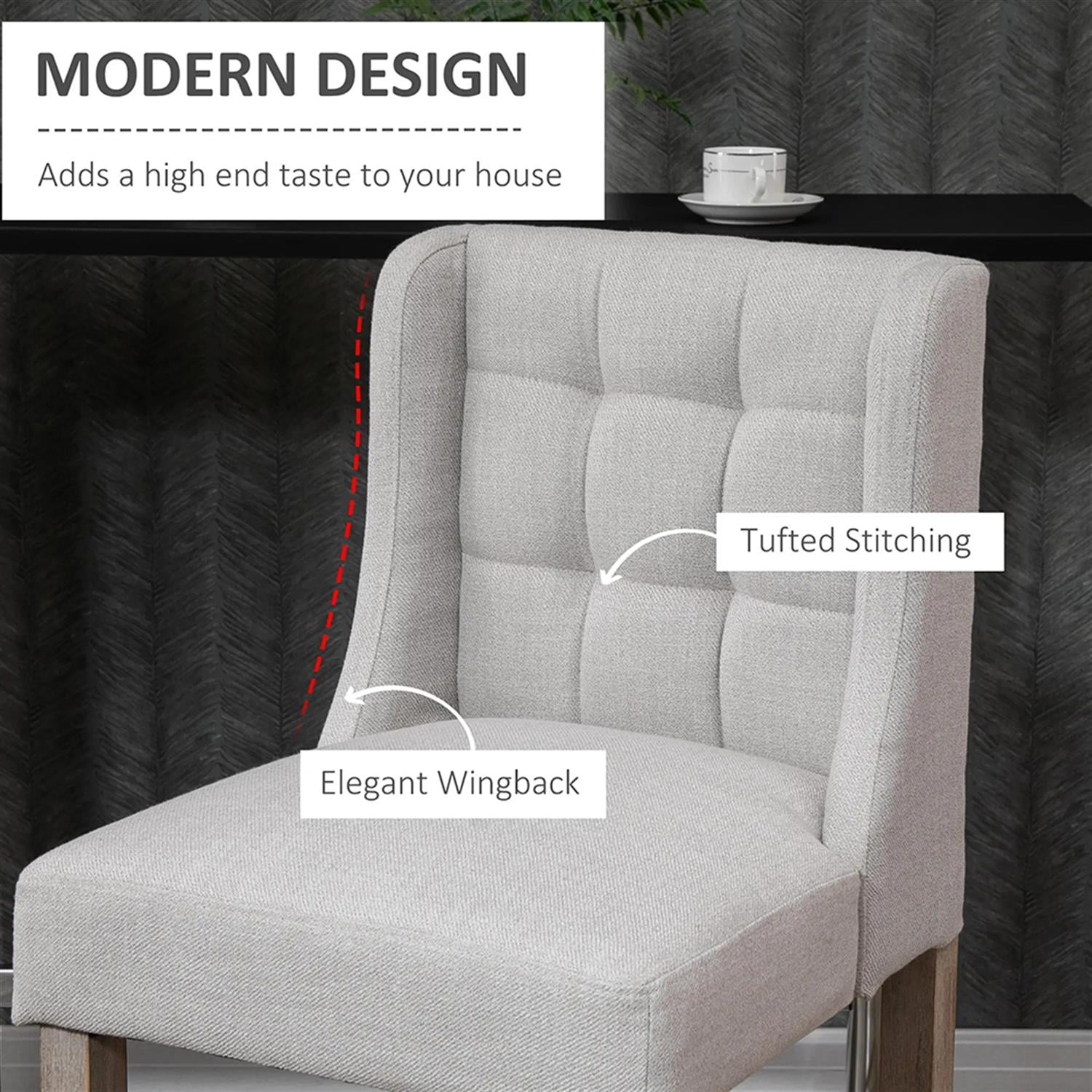 Demi Bonn Modern Bar Stool Set of 2, Cushioned Bar Height Stool with Button Tufted Upholstered Back and Rubber Wood Legs for Kitchen, Dinning Room, Beige