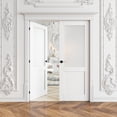 thumbnail image 2 of 60" X 80" Interior Frosted Glass Paneled French Doors Solid Double Doors With Hardware Kit / Handles, 2 of 8