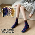 thumbnail image 2 of Vintage Style Crew Socks with Cute Floral Cuff for Women, 2 of 7