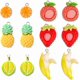 thumbnail image 1 of 1 caja de 36 amuletos de resina 3D con forma de fruta, 6 estilos, pequeños, de plátano, piña, naranja y fresa., 1 of 5