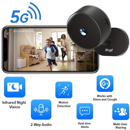 Camera Wireless Security Monitoring Home - 360° Gimbal 2K Full HD 5G WiFi Connection Night Vision APP Remote Monitoring Two-way Voice Intercom Motion Detection Real-time Alarm for Home