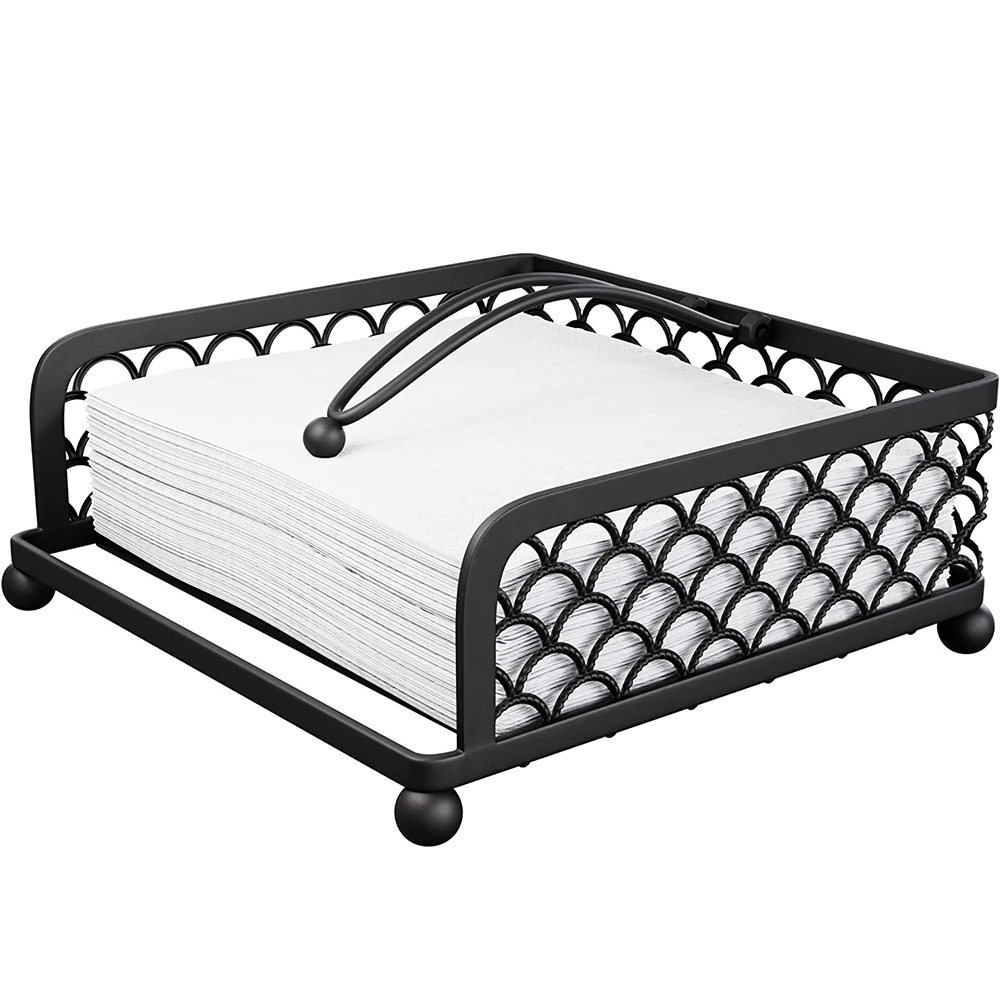 Lattice Flat Napkin Holder Flat Napkin Holder, Black napkin holder with