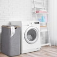 thumbnail image 3 of Foldable Tall Laundry Basket, Eco-Friendly Bamboo Rim, Durable 600D Fabric Laundry Container for Easy Storage, Removable Liner Bag for Bedroom, Dorm (100 Liter Capacity), 3 of 5