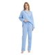thumbnail image 3 of Apparonia S S Conjuntos de Pijama para Mujer Ropa de Dormir de Algodón Camisa de Manga Larga con Botones Al Frente y Pantalón Ropa de Dormir Cuello con Solapa Pjs Conjuntos de Descanso Azul Lunare, 3 of 7