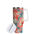 thumbnail image 2 of Ryvnso 40 oz Tumbler with Handle and Straw Hibiscus Flowers Summer Insulated Stainless Steel Travel Mug with Lid, 2 of 9
