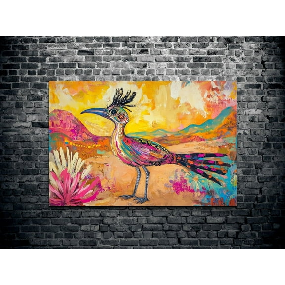 The Original Day Glow Southwest Road Runner Print, Retro Art, Desert Art, Southwest Landscape Art Wall Art, Modern Wall Decor, 8x12 UNFRAMED