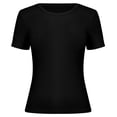 thumbnail image 4 of Girls Tees Kids Short Sleeve Black Shirt Crewneck Ribbed Knit Girls Basic Tees T-Shirts for Girls 7-8 Years, 4 of 4
