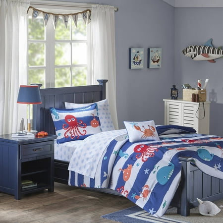 Walter the Whale Blue Bed and Sheet Set (Twin)