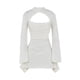 thumbnail image 5 of Sunloudy Vestido ajustado para mujer, manga larga acampanada, sin espalda, color sólido, con pliegues, minivestidos ajustados Sunloudy S M L, 5 of 9