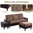 thumbnail image 3 of Aukfa 75" L-Shape Sofa Couch with 2 Ottomans, 3-Piece Sofa Living Room Sofa Set, Leather, Brown, 3 of 7