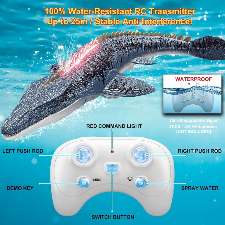2.4G Télécommande Mosasaurus Jurassic Télécommande Dinosaure Jouet