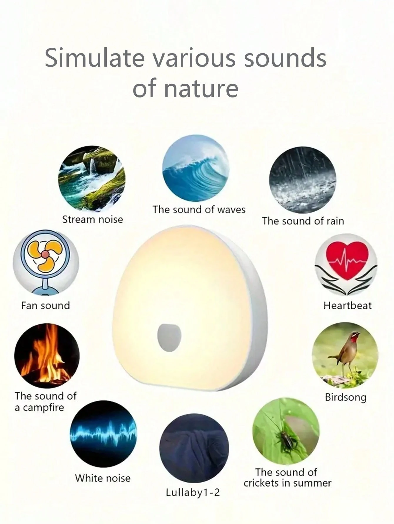 1pc Portable Rechargeable Bedside Lamp For Children Baby Night Light Sleep Aid With Natural Sounds Touch Control Color Sleep Mode Dimmable Sleep Timer USB Charging
