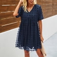 thumbnail image 5 of Vestido de verano para mujer, cuello en V, manga corta, informal, suelto, fluido, vestido oscilante Fridja  qw4075, 5 of 5