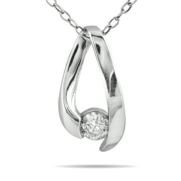 Szul Jewelry 1/4 Carat Diamond Loop Pendant Necklace 10K White Gold (JKL Color, I2I3