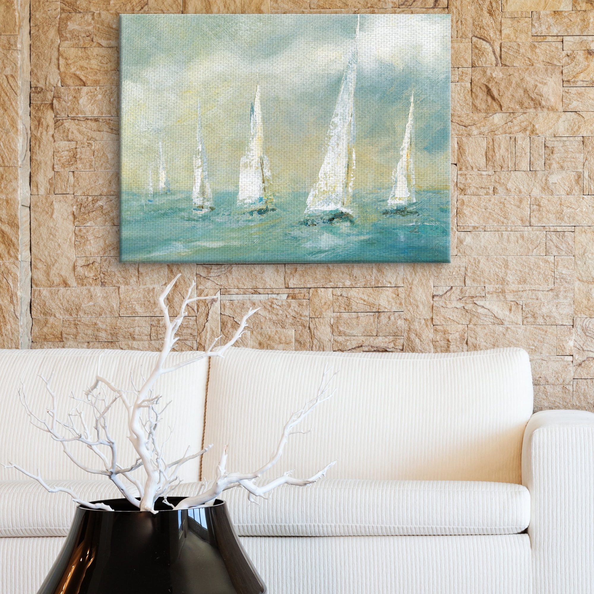 Fine Art Canvas Ocean Breeze Sailboats by Carol Robinson Canvas Art Print