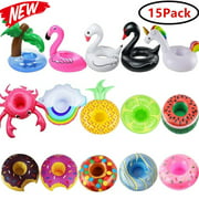 Inflatable Drink Holder, 15 Pack Drink Floats Inflatable Cup Holders Flamingo Coasters for Swimming Pool Party,Bathtub Toys for Children