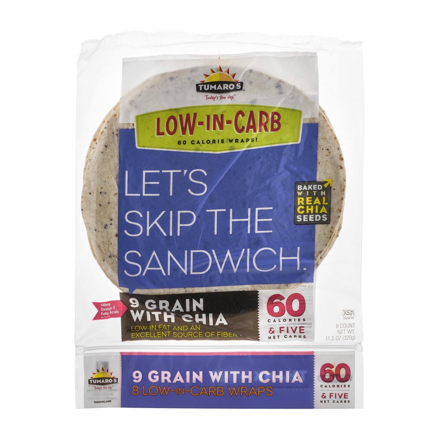 Tumaro's Wraps LowInCarb 9 Grain With Chia 8 CT