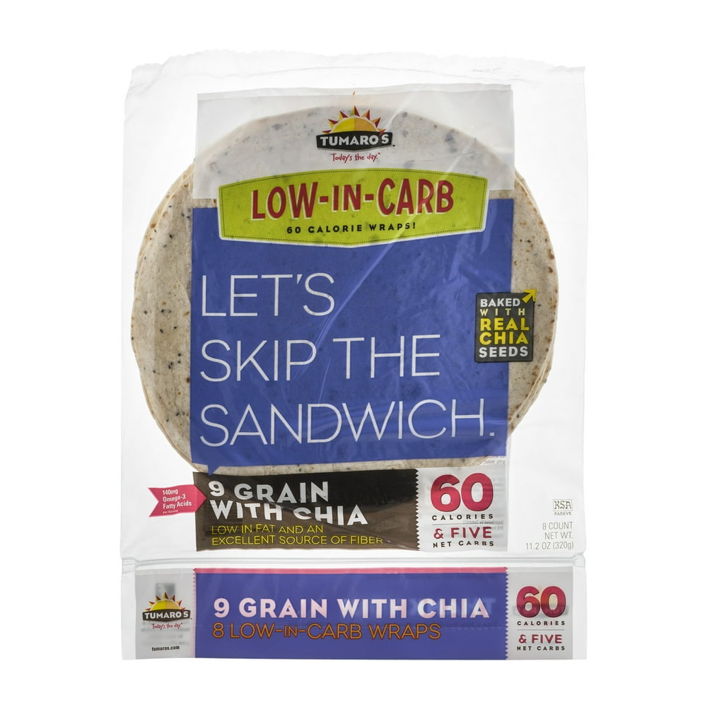 Tumaro's Wraps LowInCarb 9 Grain With Chia 8 CT