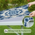 thumbnail image 6 of Indigo Tie Dye Star Square Fitted Tablecloth with Elastic Edge,Square Table Cover,Washable Elastic Table Cover for Home Kitchen Party Decor 34"x34", 6 of 6