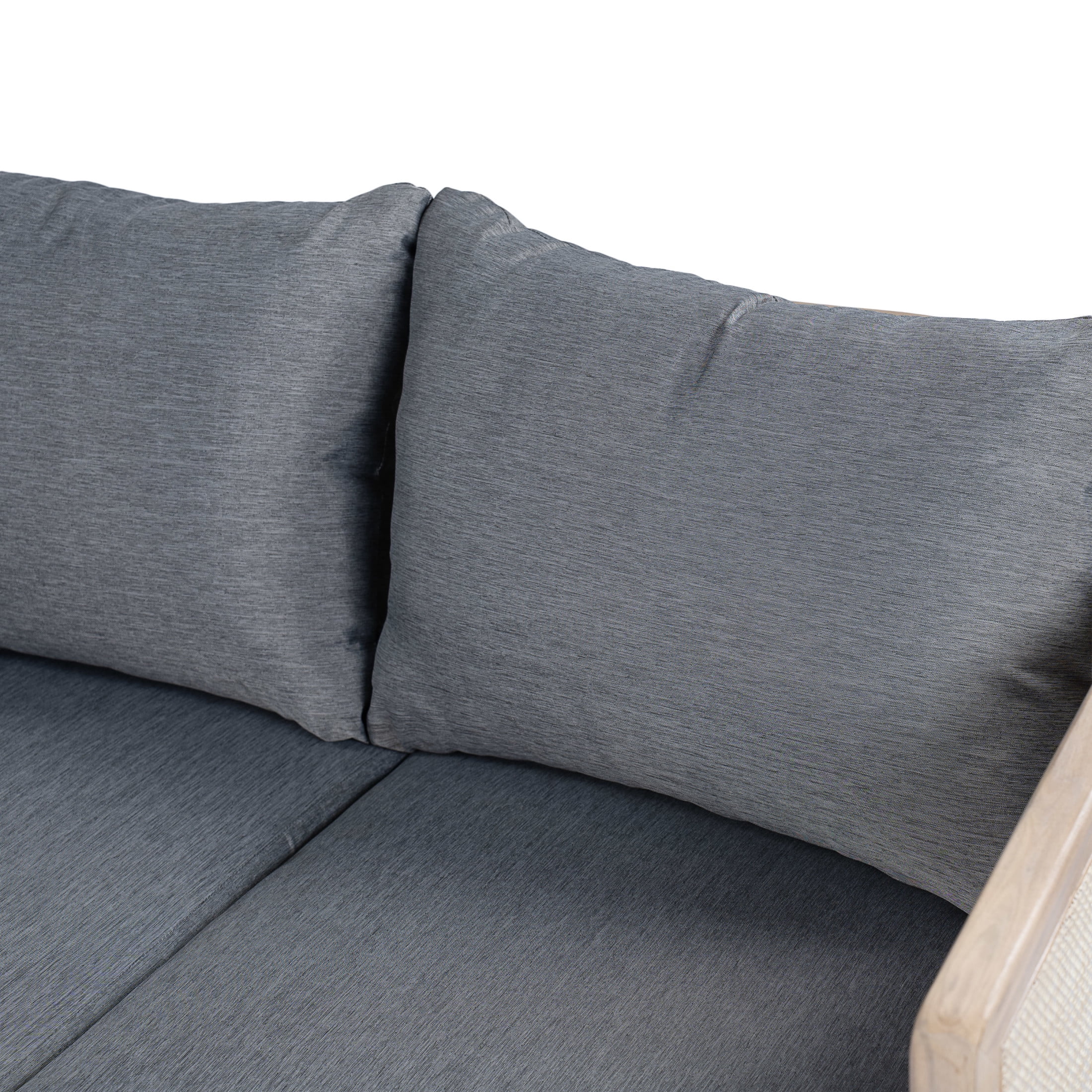 Christopher Knight Home Outdoor 3-Seat Sofa with Curved Acacia Wood Frame & Textilene Upholstery, Light White+Gray