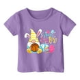 thumbnail image 1 of MIASHUI Haut à Manches Courtes pour Garçons et Filles, T-Shirt Graphique de Pâques, Col Rond d'Été, Violet, 12-13 Ans, 1 of 4