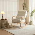 thumbnail image 4 of Zimtown Modern Nursery Rocking Chair Teddy Fabric Upholstered Glider Rocker Comfy Accent Chair with High Backrest for Living Room Bedroom Office Ivory White, 4 of 13