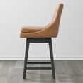 thumbnail image 3 of CHITA 26 inch Upholstered Swivel Fabric Counter Bar Stools with Back & Wood Legs Set of 2,Faux Leather in Cognac Brown, 3 of 7