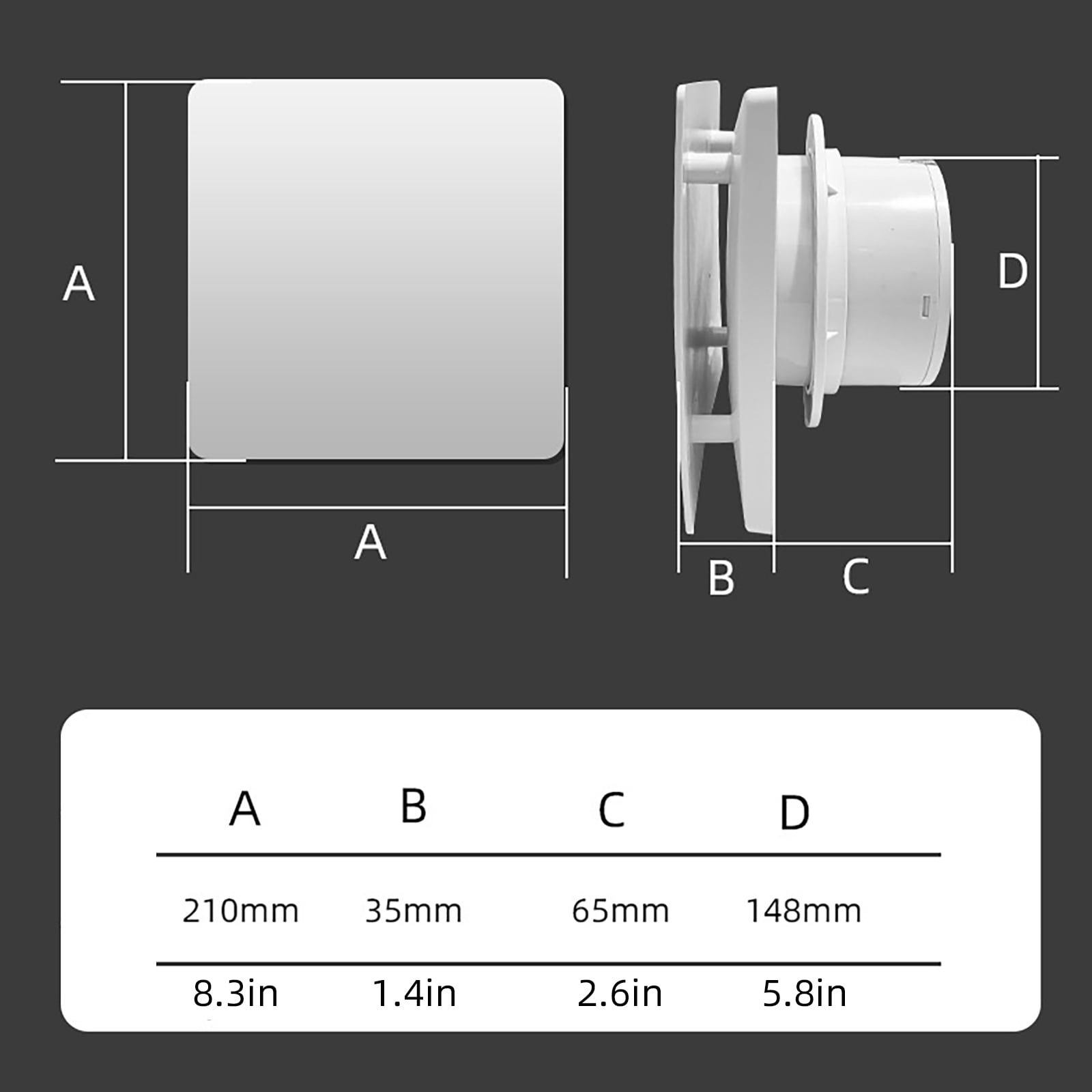Bottone Remote Controls Window Wall Exhaust Fan Kitchen Air Extractor Duct Fan Low Noise Ventilation Fan for Bathroom Kitchen