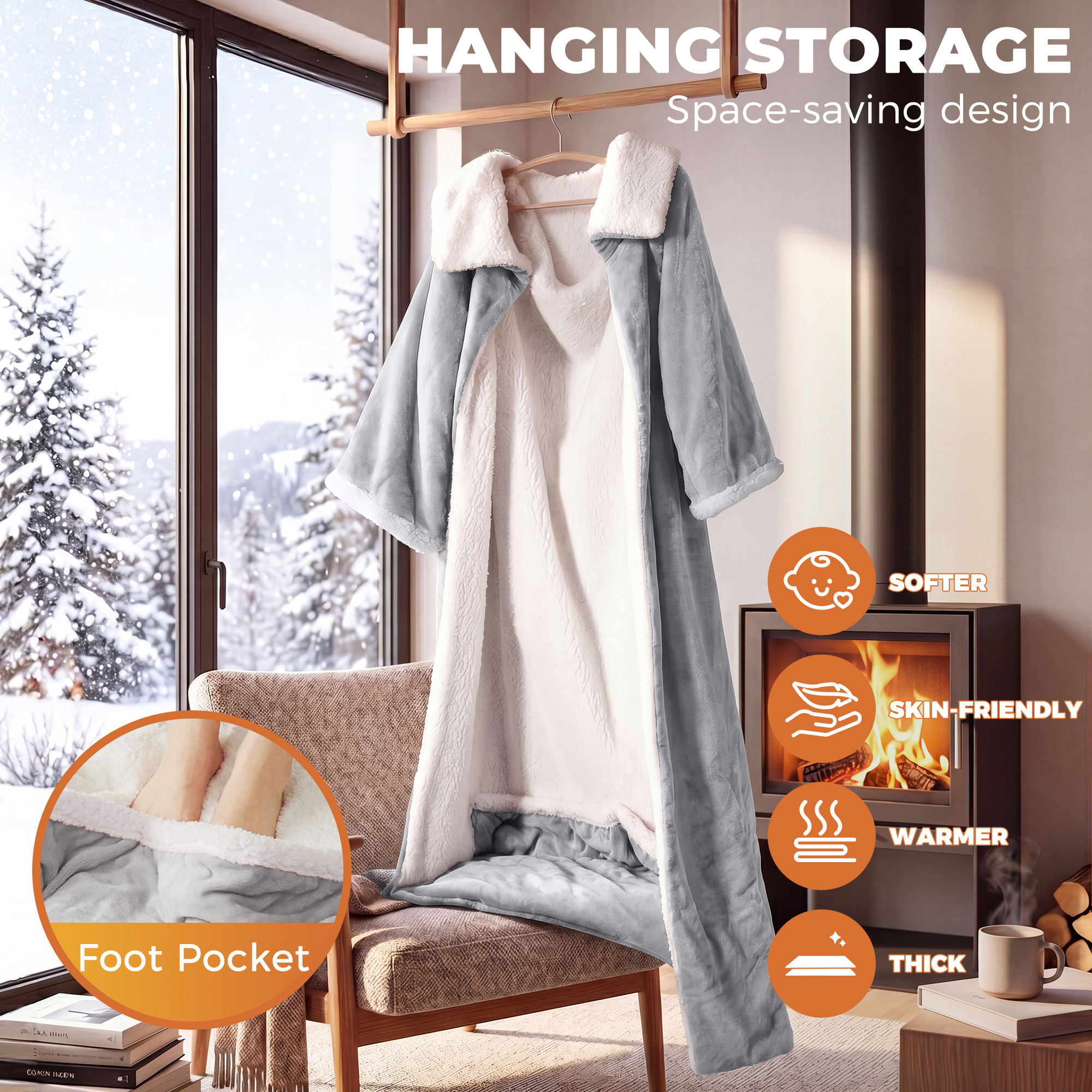Fundaze Wearable Heated Blanket with Sleeves, 52x72 Inches photo 5